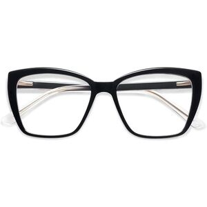 AMOMOMA Trendy Oversized Blue Light Reading Glasses Square Cat Eye Black Frame